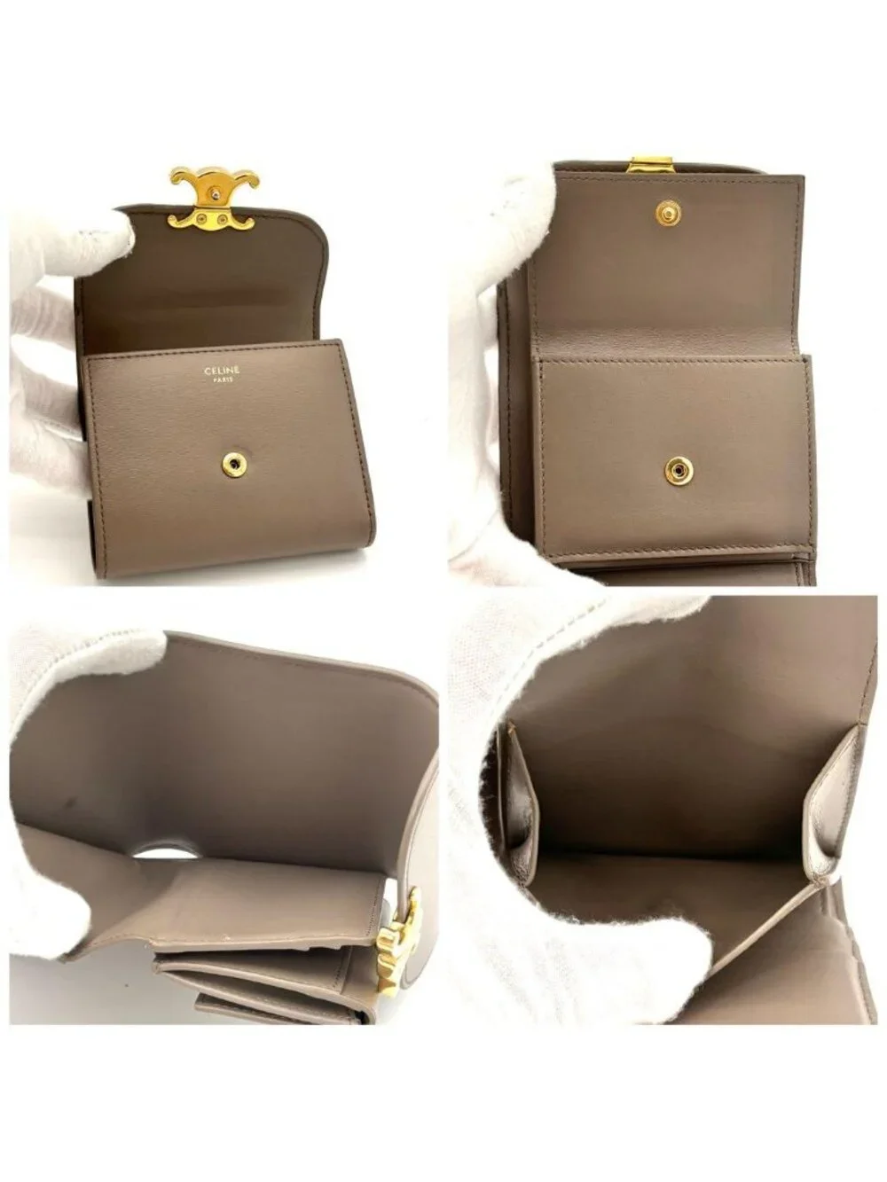 Celine Wallet Small Flap Triomphe Gray